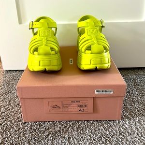 Miu Miu lime platform fisherman sandals